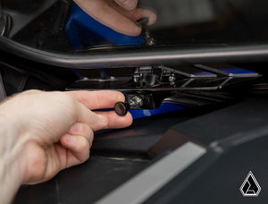 Assault Industries glass windshield on a Polaris RZR Pro R 4, mounted view