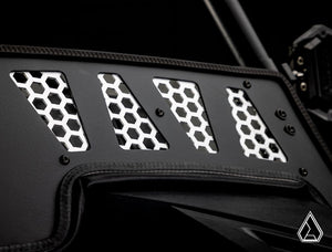 Assault Industries aluminum windscreen on a Polaris RZR, detail view