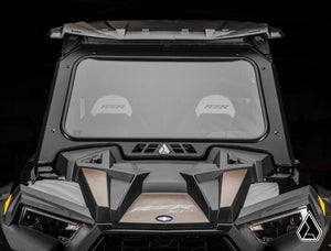 Assault Industries glass windshield on a Polaris RZR XP 1000, cab view