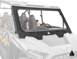 Assault Industries glass windshield on a 2024 Polaris RZR XP, front view