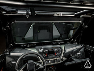 Assault Industries glass windshield on a 2024 Polaris RZR XP, side view