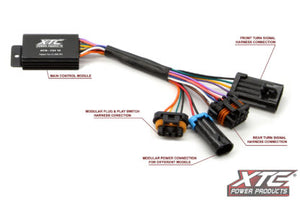 Self-canceling turn signal system for Polaris RZR Pro R Sport with billet lever, LED lights, and plug-and-play wiring.