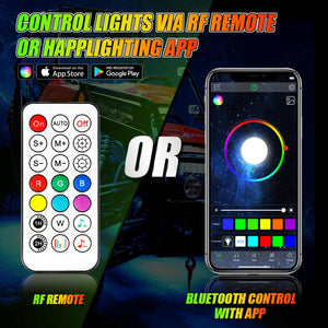 Magic Dream Color RGB Underglow Lights LED Strip Lights Kit with Bluetooth APP & Wireless Remote Control with Brake Light Function for ATV UTV - Dunes 2 Dezert SXS