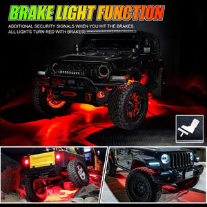 Magic Dream Color RGB Underglow Lights LED Strip Lights Kit with Bluetooth APP & Wireless Remote Control with Brake Light Function for ATV UTV - Dunes 2 Dezert SXS