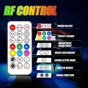 Magic Dream Color RGB Underglow Lights LED Strip Lights Kit with Bluetooth APP & Wireless Remote Control with Brake Light Function for ATV UTV - Dunes 2 Dezert SXS