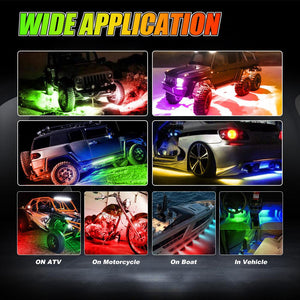 Magic Dream Color RGB Underglow Lights LED Strip Lights Kit with Bluetooth APP & Wireless Remote Control with Brake Light Function for ATV UTV - Dunes 2 Dezert SXS