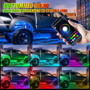 Magic Dream Color RGB Underglow Lights LED Strip Lights Kit with Bluetooth APP & Wireless Remote Control with Brake Light Function for ATV UTV - Dunes 2 Dezert SXS