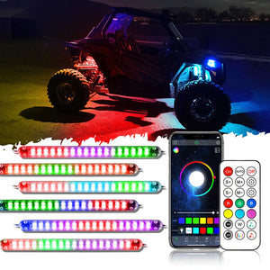 Magic Dream Color RGB Underglow Lights LED Strip Lights Kit with Bluetooth APP & Wireless Remote Control with Brake Light Function for ATV UTV - Dunes 2 Dezert SXS