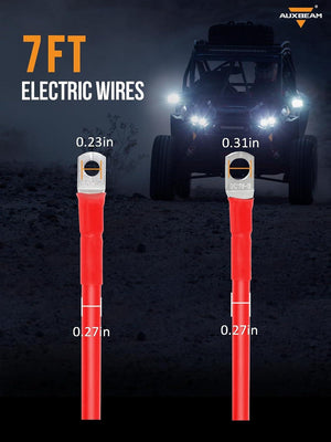 7FT 7AWG Battery Cables Tinned Copper Ring Terminal Lugs Battery Wires - Dunes 2 Dezert SXS