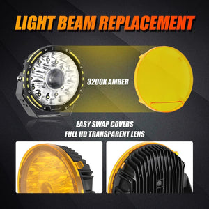 (2pcs/set) 7 Inch/ 9 Inch Round LED Driving Light Amber Cover Light Shield Cover - Dunes 2 Dezert SXS