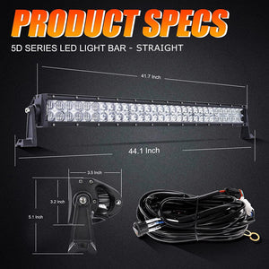 42 Inch 5D Series LED Light Bar & Car Roof Windshield LED Light Bar Mounting Bracket for 2014-2019 Can-Am Commander 1000 800 Models - Dunes 2 Dezert SXS