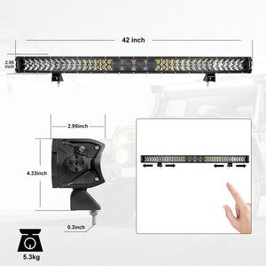 42 Inch 5D-PRO Series LED Light Bar & Car Roof Windshield LED Light Bar Mounting Bracket for 2014-2019 Can-Am Commander 1000 800 Models - Dunes 2 Dezert SXS