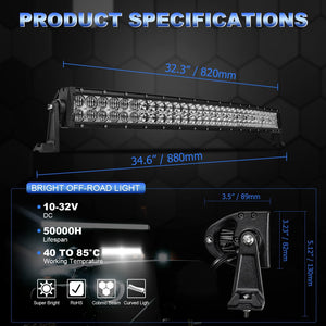 5D Series 32 Inch Combo Beam Dual Row Curved Off Road LED Light Bar - Dunes 2 Dezert SXS