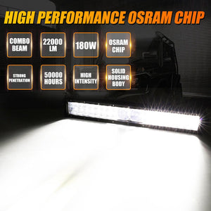 5 Inch 110W LED Driving Lights with Additional Amber Covers & 22 Inch 5D-PRO Series LED Light Bars Combo for CBR 1000rr Off Road Buggy, ATV, UTV, Truck - Dunes 2 Dezert SXS