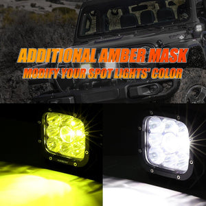 5 Inch 110W LED Driving Lights with Additional Amber Covers & 22 Inch 5D-PRO Series LED Light Bars Combo for CBR 1000rr Off Road Buggy, ATV, UTV, Truck - Dunes 2 Dezert SXS