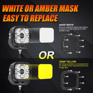 5 Inch 110W LED Driving Lights with Additional Amber Covers & 22 Inch 5D-PRO Series LED Light Bars Combo for CBR 1000rr Off Road Buggy, ATV, UTV, Truck - Dunes 2 Dezert SXS