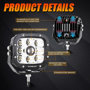 5 Inch 110W LED Driving Lights with Additional Amber Covers & 22 Inch 5D-PRO Series LED Light Bars Combo for CBR 1000rr Off Road Buggy, ATV, UTV, Truck - Dunes 2 Dezert SXS
