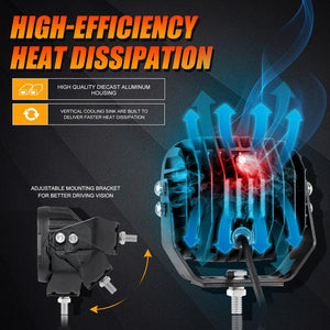 5 Inch 110W LED Driving Lights with Additional Amber Covers & 22 Inch 5D-PRO Series LED Light Bars Combo for CBR 1000rr Off Road Buggy, ATV, UTV, Truck - Dunes 2 Dezert SXS