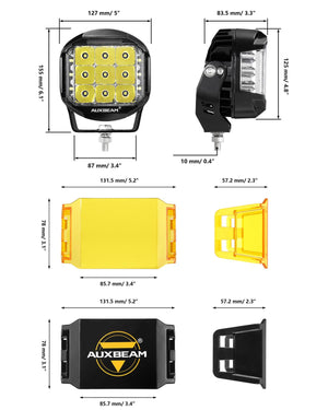 V-MAX Series | 5 Inch 168W 16440LM Combo Beam Side Shooter LED Round Pod Lights with Amber DRL - Dunes 2 Dezert SXS