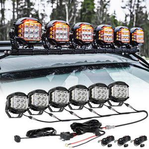 V-MAX Series | 5 Inch 168W 16440LM Combo Beam Side Shooter LED Round Pod Lights with Amber DRL - Dunes 2 Dezert SXS