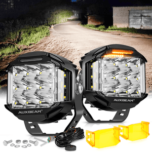 V-MAX Series | 5 Inch 168W 16440LM Combo Beam Side Shooter LED Round Pod Lights with Amber DRL - Dunes 2 Dezert SXS