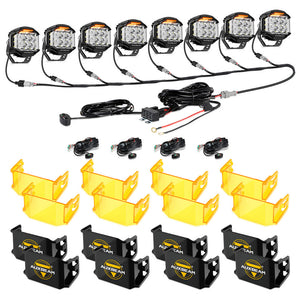 V-MAX Series | 5 Inch 168W 16440LM Combo Beam Side Shooter LED Round Pod Lights with Amber DRL - Dunes 2 Dezert SXS