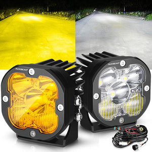 XP-ULTRA Series 3 Inch 80W Combo Beam LED Pods Amber&White Offroad Lights - Dunes 2 Dezert SXS