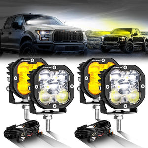 XP-ULTRA Series 3 Inch 80W Combo Beam LED Pods Amber&White Offroad Lights - Dunes 2 Dezert SXS