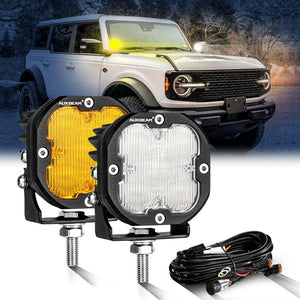 XP-ULTRA Series 3 Inch 80W Flood Beam LED Pods Amber&White Offroad Lights - Dunes 2 Dezert SXS
