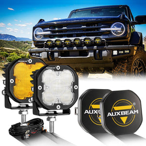 XP-ULTRA Series 3 Inch 80W Flood Beam LED Pods Amber&White Offroad Lights - Dunes 2 Dezert SXS