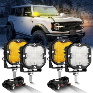 XP-ULTRA Series 3 Inch 80W Flood Beam LED Pods Amber&White Offroad Lights - Dunes 2 Dezert SXS