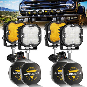 XP-ULTRA Series 3 Inch 80W Flood Beam LED Pods Amber&White Offroad Lights - Dunes 2 Dezert SXS
