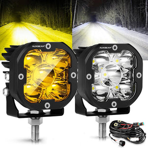 XP-ULTRA Series 3 Inch 80W Spot Beam LED Pods Amber&White Offroad Lights - Dunes 2 Dezert SXS