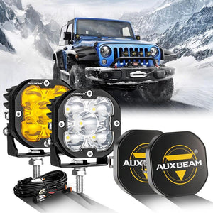 XP-ULTRA Series 3 Inch 80W Spot Beam LED Pods Amber&White Offroad Lights - Dunes 2 Dezert SXS