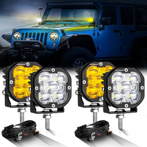 XP-ULTRA Series 3 Inch 80W Spot Beam LED Pods Amber&White Offroad Lights - Dunes 2 Dezert SXS