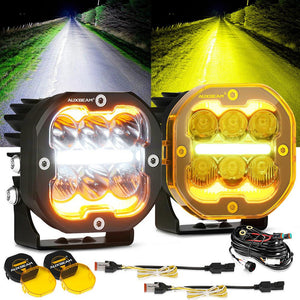 XP-ULTRA Series 3 Inch 84W LED Combo Pod Light Off Road Lights with White DRL&Amber Turn Signal Light - Dunes 2 Dezert SXS