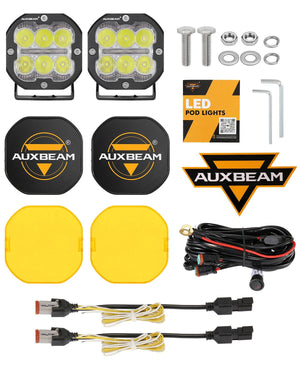 XP-ULTRA Series 3 Inch 84W LED Combo Pod Light Off Road Lights with White DRL&Amber Turn Signal Light - Dunes 2 Dezert SXS