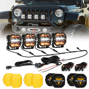 XP-ULTRA Series 3 Inch 84W LED Combo Pod Light Off Road Lights with White DRL&Amber Turn Signal Light - Dunes 2 Dezert SXS