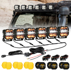 XP-ULTRA Series 3 Inch 84W LED Combo Pod Light Off Road Lights with White DRL&Amber Turn Signal Light - Dunes 2 Dezert SXS