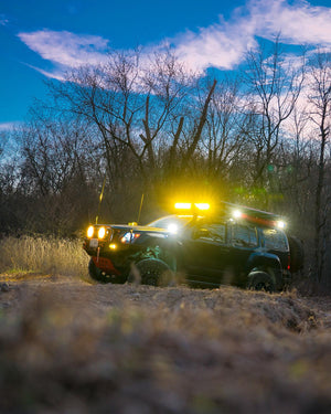XP-ULTRA Series 5 Inch 174W LED Side Shooter Pod Lights with White DRL&Amber Turn Signal Light - Dunes 2 Dezert SXS