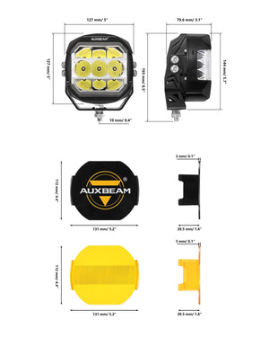 XP-ULTRA Series 5 Inch 174W LED Side Shooter Pod Lights with White DRL&Amber Turn Signal Light - Dunes 2 Dezert SXS