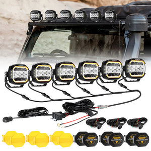XP-ULTRA Series 5 Inch 174W LED Side Shooter Pod Lights with White DRL&Amber Turn Signal Light - Dunes 2 Dezert SXS
