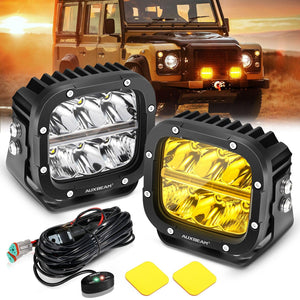 XP-ULTRA Series 5 Inch 132W 15600LM White/Amber LED Pods Driving Light with Amber DRL - Dunes 2 Dezert SXS