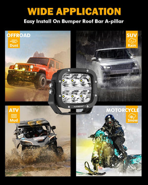 XP-ULTRA Series 5 Inch 132W 15600LM White/Amber LED Pods Driving Light with Amber DRL - Dunes 2 Dezert SXS