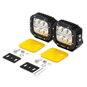 XP-ULTRA Series 5 Inch 132W 15600LM White/Amber LED Pods Driving Light with Amber DRL - Dunes 2 Dezert SXS