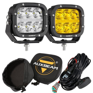 XP-ULTRA Series 5 Inch 132W 15600LM White/Amber LED Pods Driving Light with Amber DRL - Dunes 2 Dezert SXS