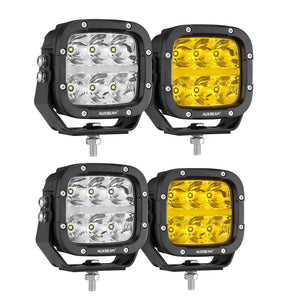 XP-ULTRA Series 5 Inch 132W 15600LM White/Amber LED Pods Driving Light with Amber DRL - Dunes 2 Dezert SXS