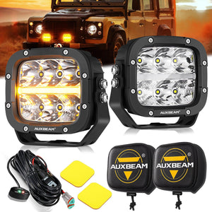 XP-ULTRA Series 5 Inch 132W 15600LM White/Amber LED Pods Driving Light with Amber DRL - Dunes 2 Dezert SXS