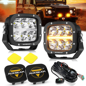 XP-ULTRA Series 5 Inch 132W 15600LM White/Amber LED Pods Driving Light with Amber DRL - Dunes 2 Dezert SXS