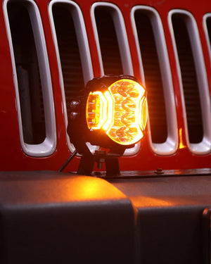 V-ULTRA Series | 5 Inch 172W LED Side Shooter White Pod Lights with Amber DRL - Dunes 2 Dezert SXS